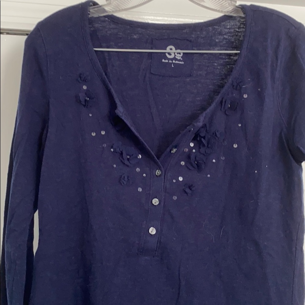 Button down flower long sleeve top